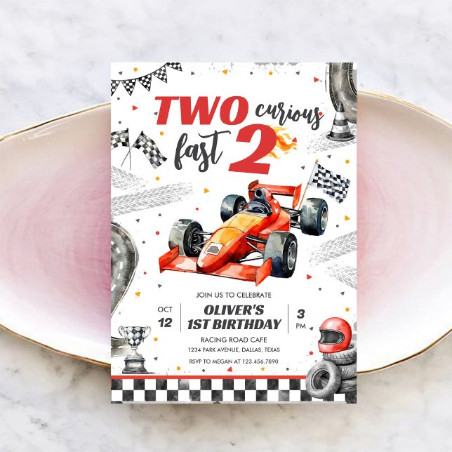 Two Fast Race Car Boy 2nd Birthday Invitation (Creator Uploaded)