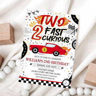 Two Fast Race Car Boy 2nd Birthday Invitation