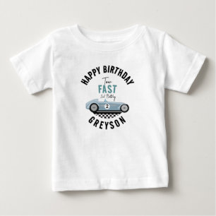 Two Fast Race Car Boy 2nd Birthday Party Baby T-Shirt