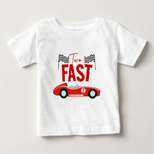 Two Fast Race Car Boy 2nd Birthday Party Baby T-Shirt