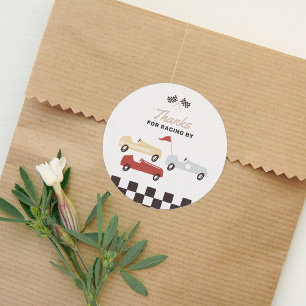 Two Fast Race Car Boy 2nd Birthday Party Classic Round Sticker