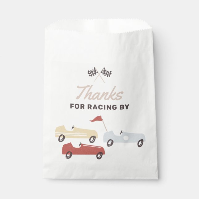 Two Fast Race Car Boy 2nd Birthday Party Favour Bag (Front)