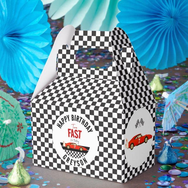 Two Fast Race Car Boy 2nd Birthday Party Favour Box (Party)