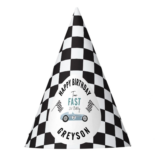 Two Fast Race Car Boy 2nd Birthday Party  Hat (Front)