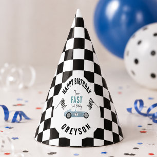 Two Fast Race Car Boy 2nd Birthday Party Hat