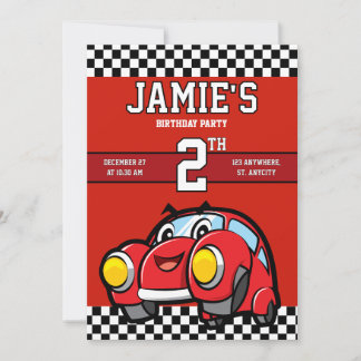 Two Fast Race Car Boy 2nd Birthday Party Invitatio Holiday Card