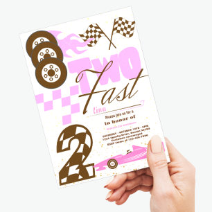 Two Fast Race Car Boy 2nd Birthday Party Invitatio Invitation