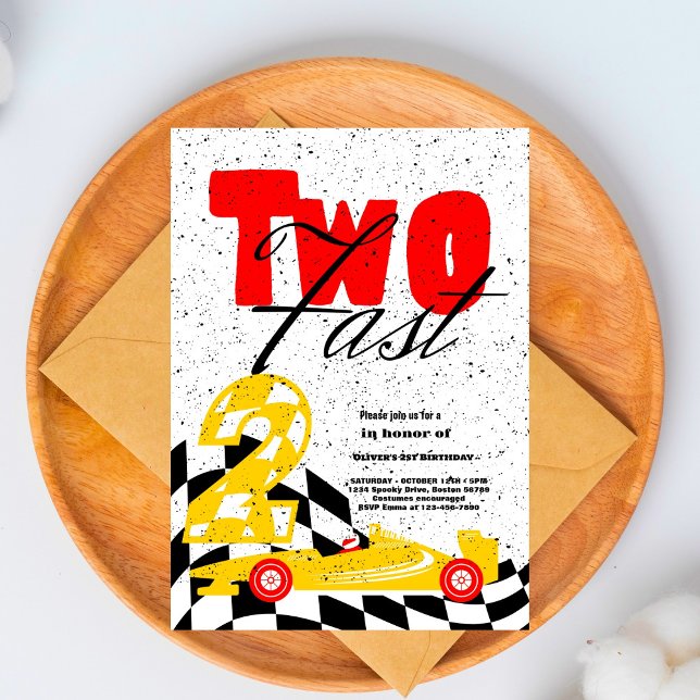 Two Fast Race Car Boy 2nd Birthday Party Invitatio Invitation (Creator Uploaded)