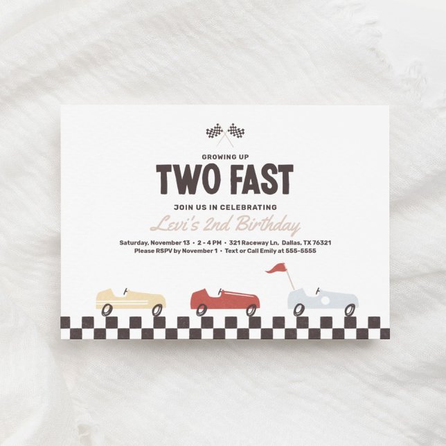 Two Fast Race Car Boy 2nd Birthday Party Invitatio Invitation (Creator Uploaded)