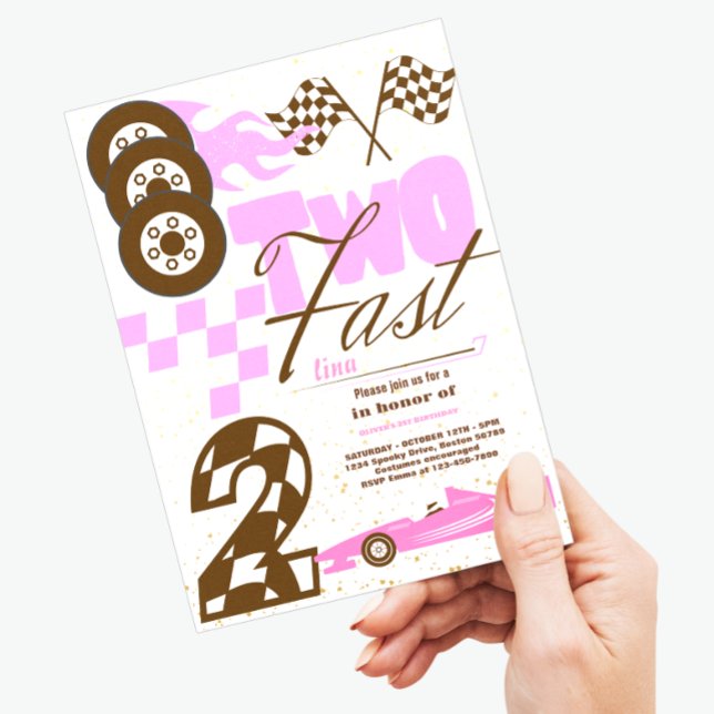Two Fast Race Car Boy 2nd Birthday Party Invitatio Invitation (Creator Uploaded)