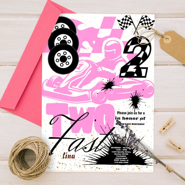 Two Fast Race Car Boy 2nd Birthday Party Invitatio Invitation (Creator Uploaded)