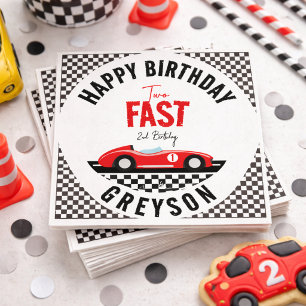 Two Fast Race Car Boy 2nd Birthday Party Napkin