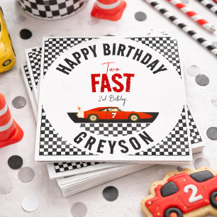 Two Fast Race Car Boy 2nd Birthday Party Napkin