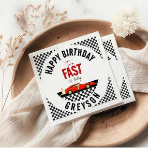 Two Fast Race Car Boy 2nd Birthday Party Napkin