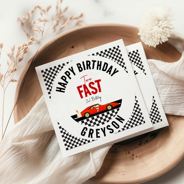Two Fast Race Car Boy 2nd Birthday Party Napkin (Creator Uploaded)