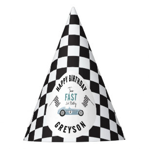 Two Fast Race Car Boy 2nd Birthday Party Party Hat