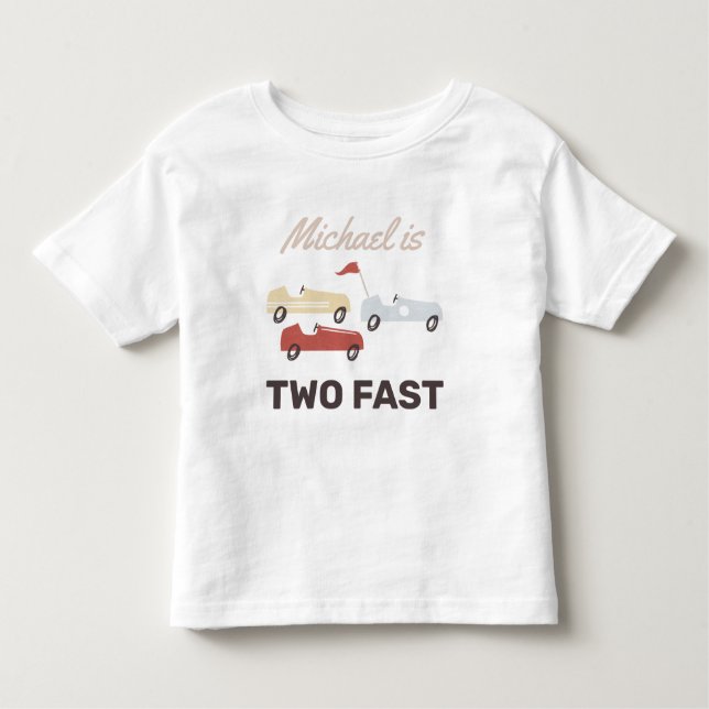 Two Fast Race Car Boy 2nd Birthday Toddler T-Shirt (Front)