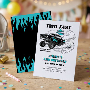 Two Fast Race Car 🏁 Gasser 2nd Birthday Invitation
