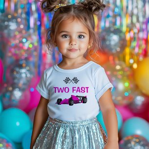 Two Fast Race Car Pink Girl 2nd Birthday Toddler T-Shirt