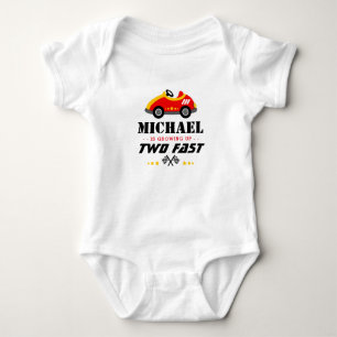 Two Fast Race Car second birthday Baby Bodysuit