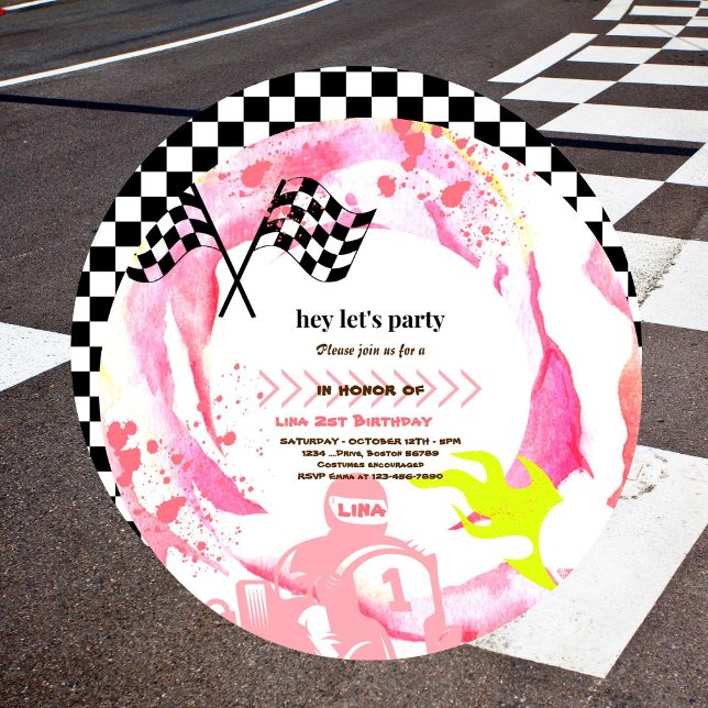 Two Fast Race Cargirls  2nd Birthday Party Invitat Invitation (Creator Uploaded)