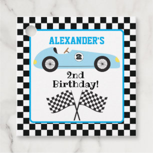 Two Fast Racecar Blue Racing Boy Birthday Favour Tags