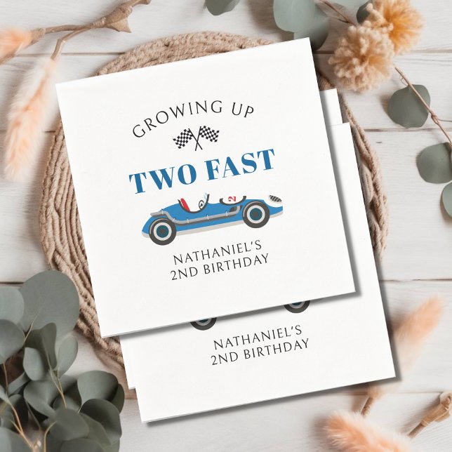 Two Fast Racing Car 2nd Birthday Celebration Napkin (Creator Uploaded)
