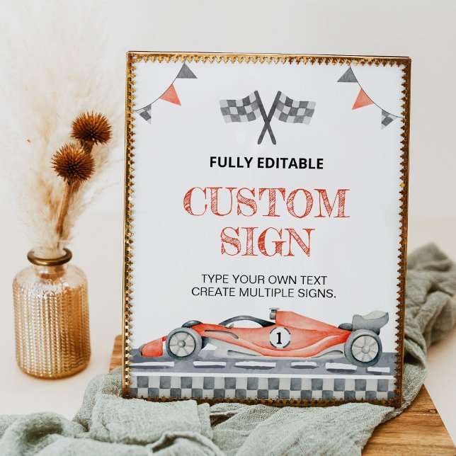 Two Fast Racing Car Birthday Custom Table Sign (Creator Uploaded)
