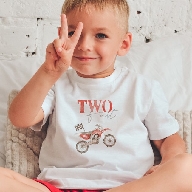 TWO Fast Red Dirt Bike Birthday T-shirt (Creator Uploaded)