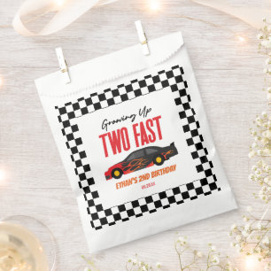 Two Fast Red Flame Race Car 2nd Birthday Party Favour Bag