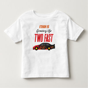 Two Fast Red Flame Race Car 2nd Birthday Party Toddler T-Shirt