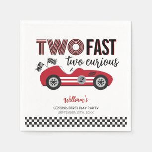 Two Fast Red Race Car Birthday Paper Napkin