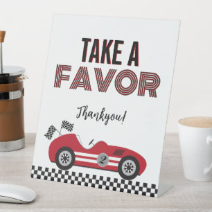 Two Fast Red Race Car Take A Favour Birthday Sign