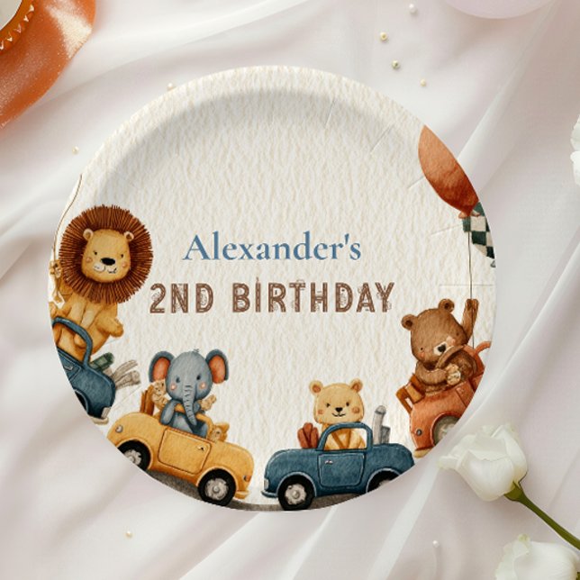 Two Fast Safari Animals 2nd Birthday Paper Plate (Creator Uploaded)