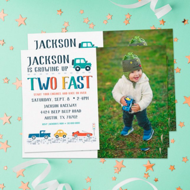 Two Fast Second Birthday Photo Invitation (Creator Uploaded)