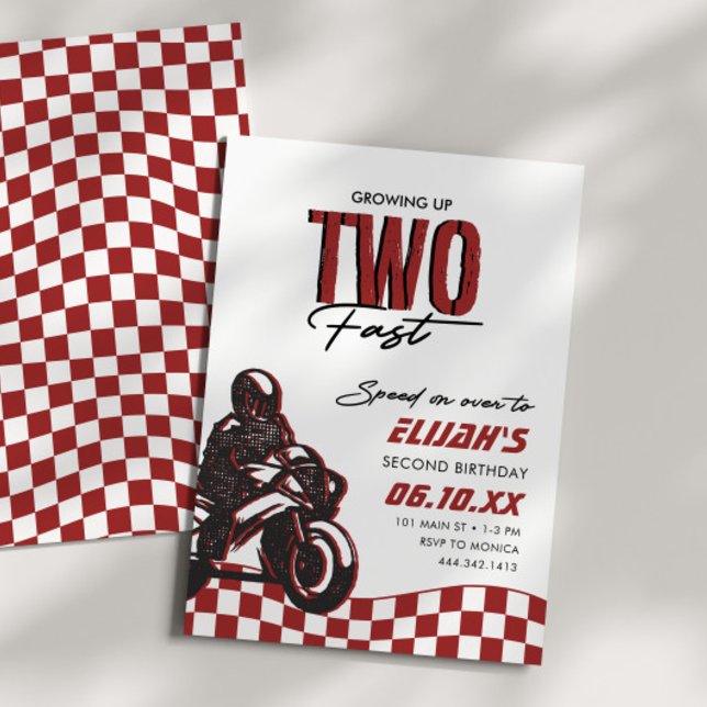 Two Fast Speed Boys 2nd Dirt Bike Birthday Invitation (Creator Uploaded)