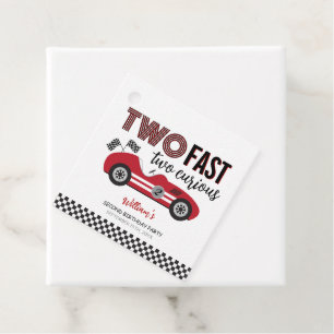 Two Fast Two Curious Red Race Car Birthday  Favour Tags