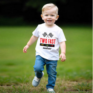 Two Fast White Race Car  Baby T-Shirt