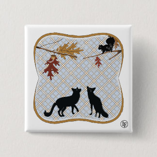 Two Fectching Foxes 15 Cm Square Badge
