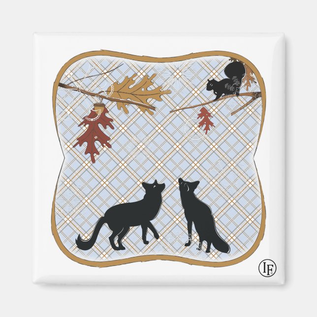 Two Fectching Foxes Magnet (Front)