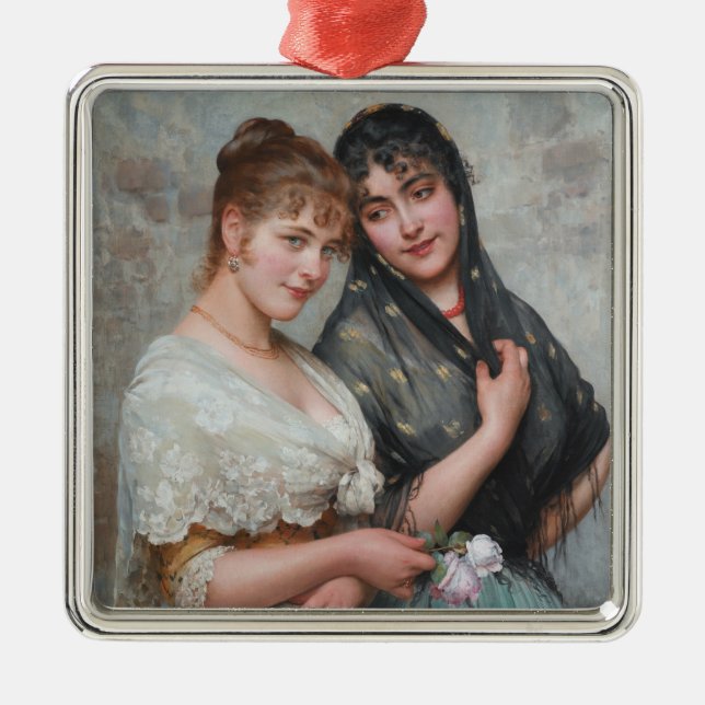 Two Female Friends from Venice Metal Ornament (Front)