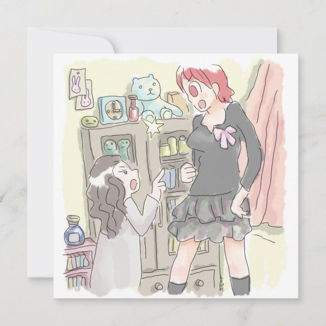 two female illustrations with a difference in heig card (Front)