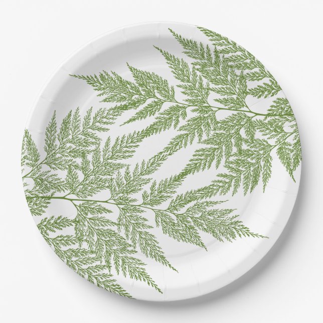 Two Fern Fronds Silhouette Paper Plate (Front)
