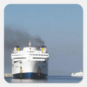 Two Ferries In Greece Square Sticker
