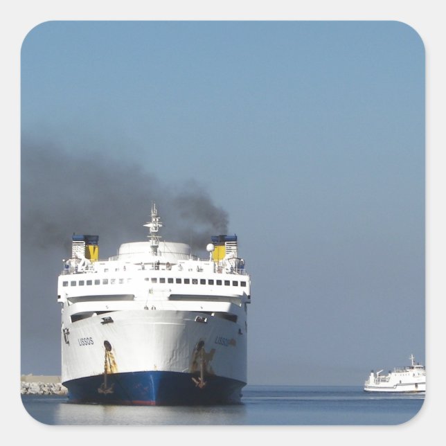 Two Ferries In Greece Square Sticker (Front)
