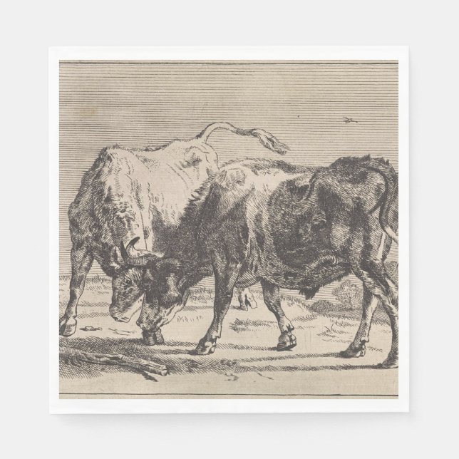 Two Fighting Bulls (by Paulus Potter) Napkin (Front)