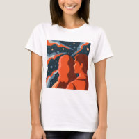 Two Figures Contemplating an Abstract Cosmic Scene