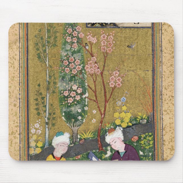Two Figures Reading and Relaxing in an Orchard Mouse Pad (Front)