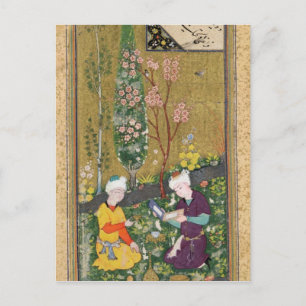 Two Figures Reading and Relaxing in an Orchard Postcard