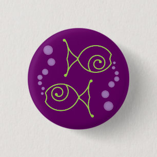 Two Fish With Bubbles 3 Cm Round Badge